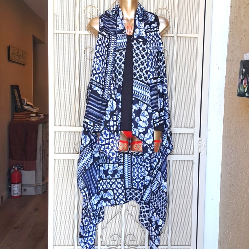 CATHERINES Sheer Duster Vest Asymmetrical hem. One Size (P001)